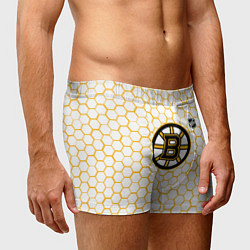 Трусы-боксеры мужские Бостон Брюинз - белые соты, цвет: 3D-принт — фото 2