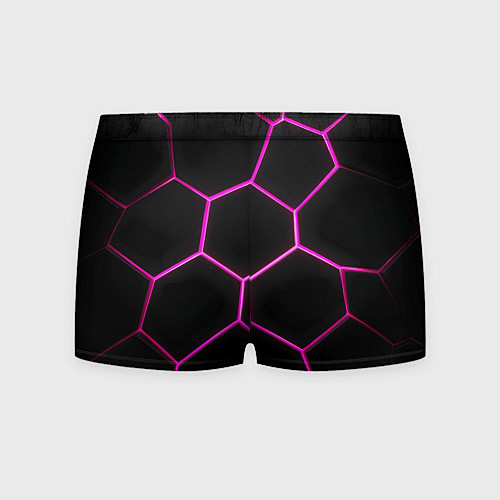 Мужские трусы Черные соты с фиолетовым неоном / 3D-принт – фото 2