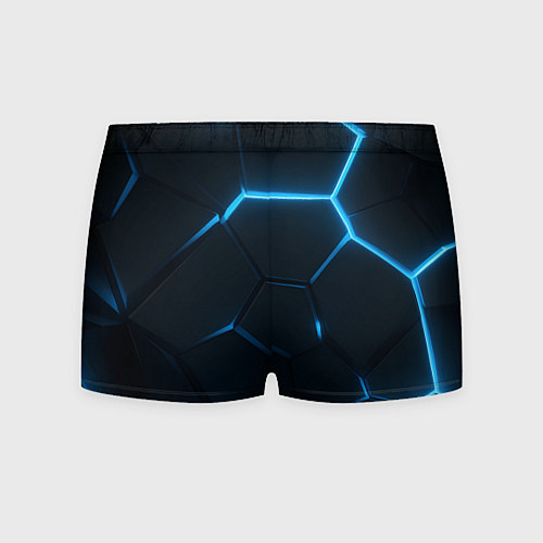 Мужские трусы Черные плиты с синим светом / 3D-принт – фото 2