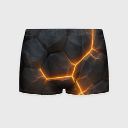 Трусы-боксеры мужские Черные плиты с оранжевой молнией, цвет: 3D-принт