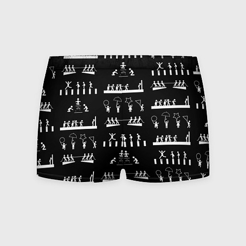 Мужские трусы Силуэты игры в кальмара на черном фоне / 3D-принт – фото 2