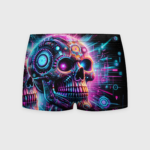 Мужские трусы Neon cyber skull / 3D-принт – фото 2