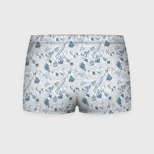 Мужские трусы Мемфис синий с серым клетчатый геометрический узор / 3D-принт – фото 2