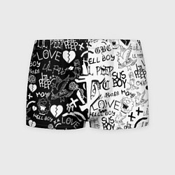 Трусы-боксеры мужские Doom x liil peep pattern black, цвет: 3D-принт