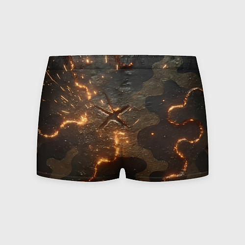 Мужские трусы Искры в разломах на камуфляже / 3D-принт – фото 2