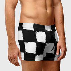 Трусы-боксеры мужские Черные квадраты в виде шахматной доски, цвет: 3D-принт — фото 2