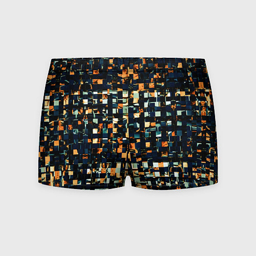 Мужские трусы Тёмный синий с оранжевым кубики абстракция / 3D-принт – фото 2