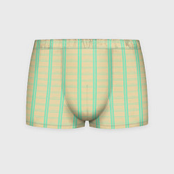 Трусы-боксеры мужские Color beige cage blue stripes, цвет: 3D-принт