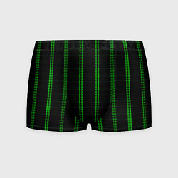 Трусы-боксеры мужские Color black cage green stripes, цвет: 3D-принт