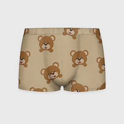 Трусы-боксеры мужские Медвежьи мордашки на бежевом, цвет: 3D-принт