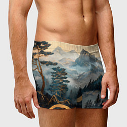 Трусы-боксеры мужские Японские горы и туман, цвет: 3D-принт — фото 2