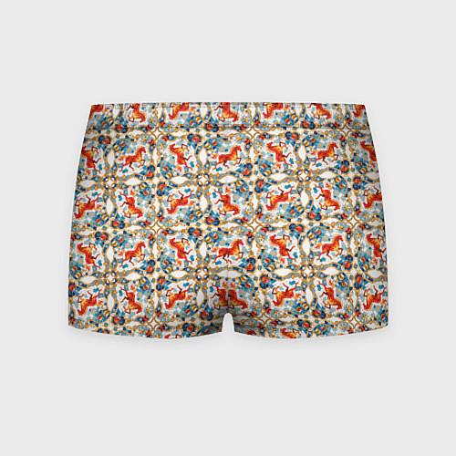 Мужские трусы Орнамент с лошадью - символом Нового 2026 года / 3D-принт – фото 2