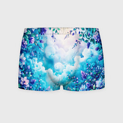 Трусы-боксеры мужские Фантастический цветочный с голубыми облаками, цвет: 3D-принт