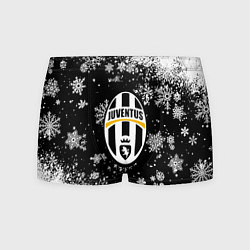 Трусы-боксеры мужские Ювентус белые снежинки краски, цвет: 3D-принт