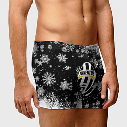 Трусы-боксеры мужские Ювентус белые снежинки краски, цвет: 3D-принт — фото 2
