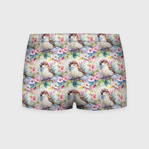 Мужские трусы Воробей в ярких цветах паттерн / 3D-принт – фото 2