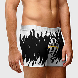 Трусы-боксеры мужские Ювентус черно белый огонь, цвет: 3D-принт — фото 2