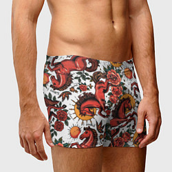 Трусы-боксеры мужские Красный конь в стиле татуировки, цвет: 3D-принт — фото 2