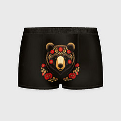Трусы-боксеры мужские Медведь русский узор, цвет: 3D-принт