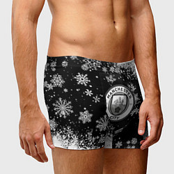 Трусы-боксеры мужские Манчестер сити снежинки новый год, цвет: 3D-принт — фото 2