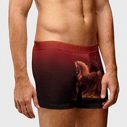 Трусы-боксеры мужские Узор с конем огнем, цвет: 3D-принт — фото 2