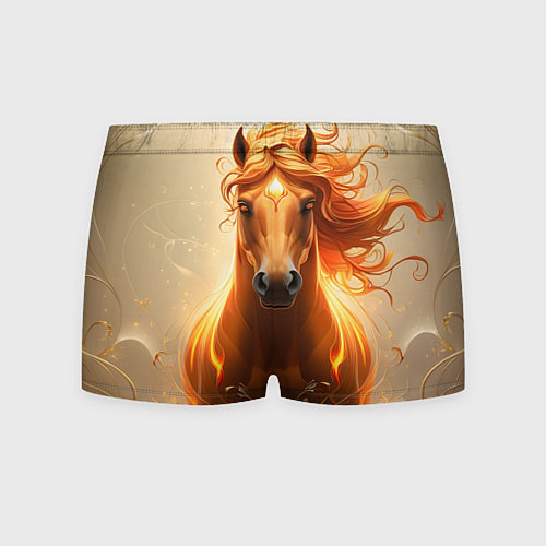 Мужские трусы Огненная лошадь и золото / 3D-принт – фото 2
