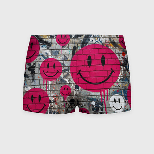 Мужские трусы Розовые смайлы граффити / 3D-принт – фото 2