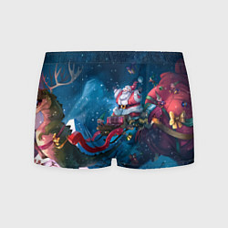 Трусы-боксеры мужские Санта с динозавром, цвет: 3D-принт