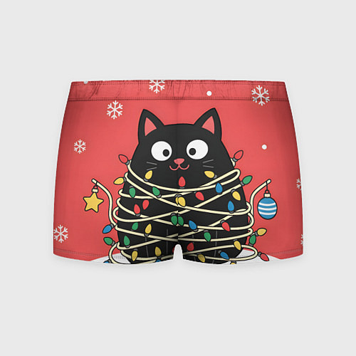 Мужские трусы Котик в гирлянде / 3D-принт – фото 2