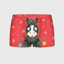 Трусы-боксеры мужские Лошадка в новогодних огоньках, цвет: 3D-принт