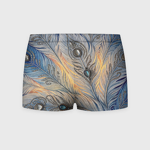 Мужские трусы Синие перья с самоцветами / 3D-принт – фото 2