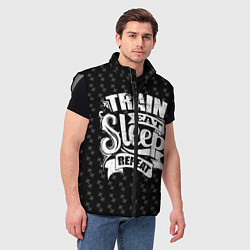 Мужской жилет Train Eat Sleep Repeat, цвет: 3D-светло-серый — фото 2