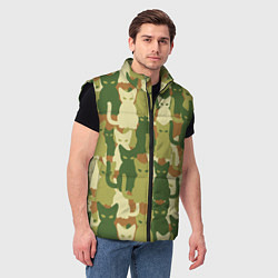 Мужской жилет Камуфляж- зелёные кошки, цвет: 3D-черный — фото 2