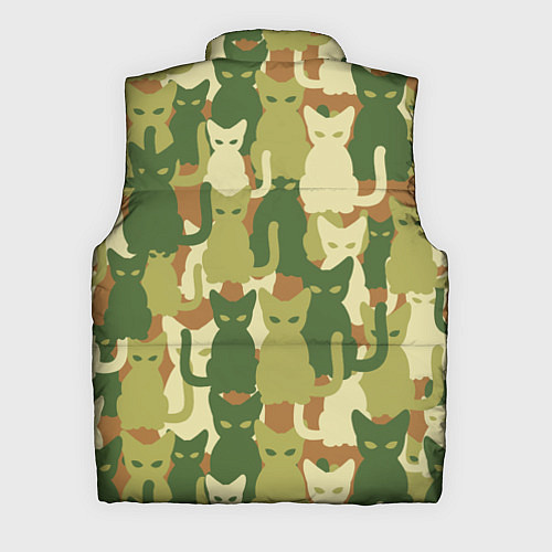 Мужской жилет Камуфляж- зелёные кошки / 3D-Черный – фото 2