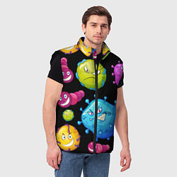 Мужской жилет Веселые микробы, цвет: 3D-черный — фото 2