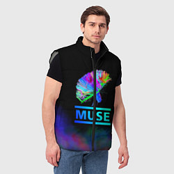 Мужской жилет Muse: Neon Flower, цвет: 3D-светло-серый — фото 2