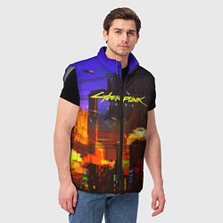 Мужской жилет Cyberpunk 2077: Night City, цвет: 3D-светло-серый — фото 2