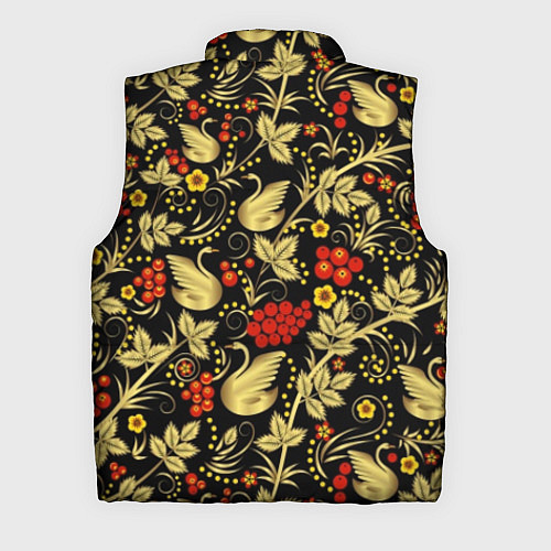 Мужской жилет Хохлома золотые лебеди / 3D-Черный – фото 2