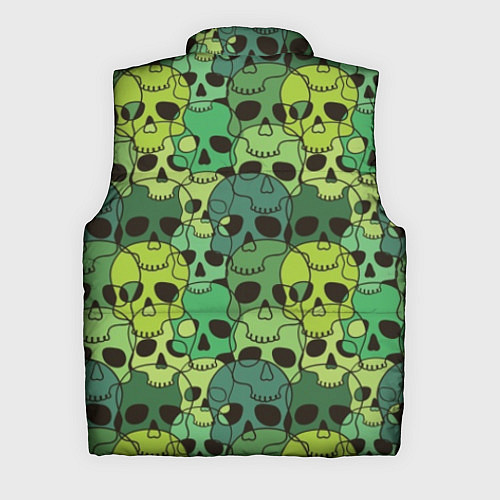 Мужской жилет Зеленые черепа - паттерн / 3D-Черный – фото 2