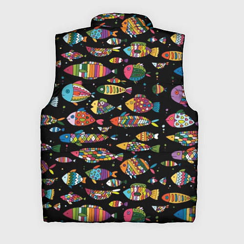 Мужской жилет Разноцветные рыбы - черный фон / 3D-Черный – фото 2