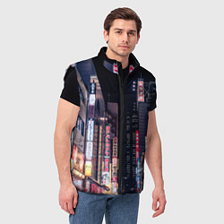 Мужской жилет Ночной Токио, цвет: 3D-черный — фото 2