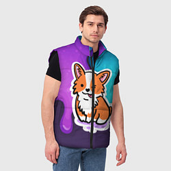 Мужской жилет Милый корги, цвет: 3D-черный — фото 2