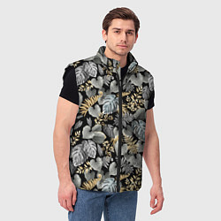 Мужской жилет Серебряные листочки, цвет: 3D-черный — фото 2