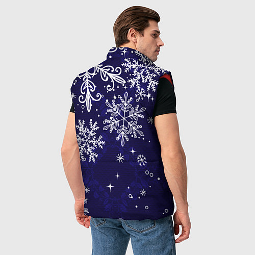 Мужской жилет Новогодние снежинки / 3D-Красный – фото 4