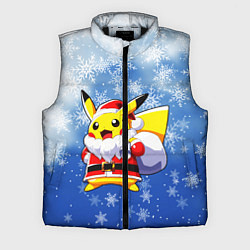 Мужской жилет НОВОГОДНИЙ ПИКАЧУ, цвет: 3D-черный