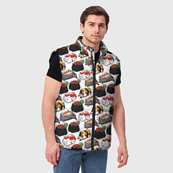 Мужской жилет Котики Суши, цвет: 3D-черный — фото 2