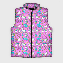 Мужской жилет Единороги и пончики, цвет: 3D-черный