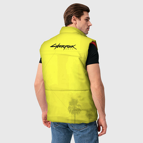 Мужской жилет Cyberpunk 2077 - Пальмы / 3D-Красный – фото 4
