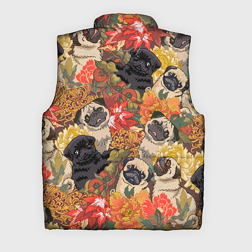 Мужской жилет Мопсики Цветочки / 3D-Красный – фото 2