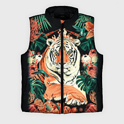 Мужской жилет Огненный Тигр в Цветах, цвет: 3D-черный